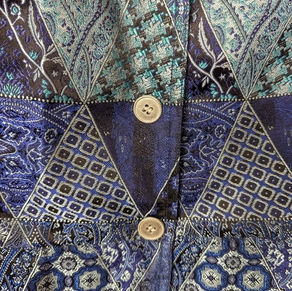 Coldwater Creek XLP Patchwork Jacket Shirt Button Blazer Vintage 90s Boho Hippie - Picture 6 of 10